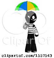 Poster, Art Print Of Ink Thief Man Holding Umbrella Rainbow Colored