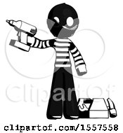 Poster, Art Print Of Ink Thief Man Holding Drill Ready To Work Toolchest And Tools To Right