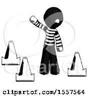 Poster, Art Print Of Ink Thief Man Standing By Traffic Cones Waving