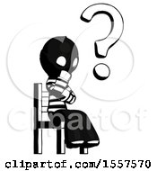 Poster, Art Print Of Ink Thief Man Question Mark Concept Sitting On Chair Thinking