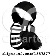 Poster, Art Print Of Ink Thief Man Sitting With Head Down Back View Facing Right