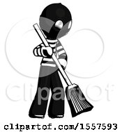 Poster, Art Print Of Ink Thief Man Sweeping Area With Broom