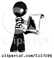 Poster, Art Print Of Ink Thief Man Holding Blueprints Or Scroll