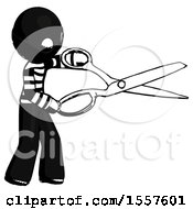 Poster, Art Print Of Ink Thief Man Holding Giant Scissors Cutting Out Something