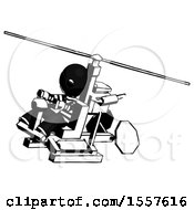 Poster, Art Print Of Ink Thief Man Flying In Gyrocopter Front Side Angle Top View