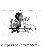 Poster, Art Print Of Ink Thief Man Flying In Gyrocopter Front Side Angle View