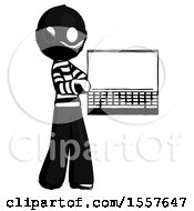 Poster, Art Print Of Ink Thief Man Holding Laptop Computer Presenting Something On Screen
