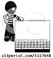 Poster, Art Print Of Ink Thief Man Beside Large Laptop Computer Leaning Against It