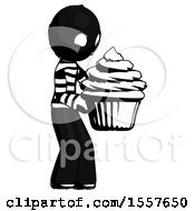 Poster, Art Print Of Ink Thief Man Holding Large Cupcake Ready To Eat Or Serve