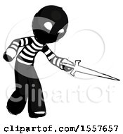 Poster, Art Print Of Ink Thief Man Sword Pose Stabbing Or Jabbing