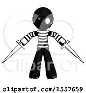 Poster, Art Print Of Ink Thief Man Two Sword Defense Pose