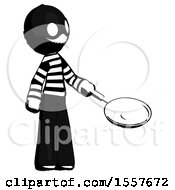 Ink Thief Man Frying Egg In Pan Or Wok Facing Right