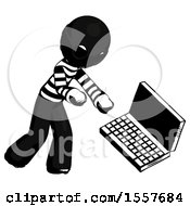 Ink Thief Man Throwing Laptop Computer In Frustration
