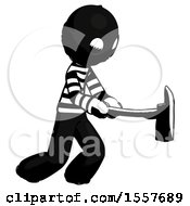 Poster, Art Print Of Ink Thief Man With Ax Hitting Striking Or Chopping