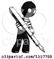 Poster, Art Print Of Ink Thief Man Drawing Or Writing With Large Calligraphy Pen