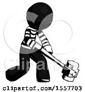 Poster, Art Print Of Ink Thief Man Hitting With Sledgehammer Or Smashing Something At Angle