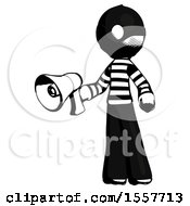 Poster, Art Print Of Ink Thief Man Holding Megaphone Bullhorn Facing Right