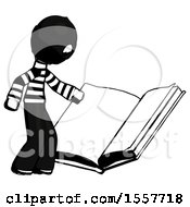 Poster, Art Print Of Ink Thief Man Reading Big Book While Standing Beside It
