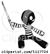 Ink Thief Man With Ninja Sword Katana In Defense Pose