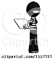 Poster, Art Print Of Ink Thief Man Looking At Tablet Device Computer With Back To Viewer