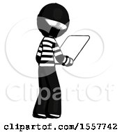 Poster, Art Print Of Ink Thief Man Looking At Tablet Device Computer Facing Away