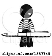 Poster, Art Print Of Ink Thief Man Weightlifting A Giant Pen