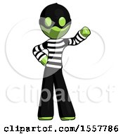 Green Thief Man Waving Left Arm With Hand On Hip