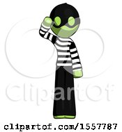 Poster, Art Print Of Green Thief Man Soldier Salute Pose