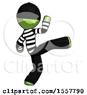 Poster, Art Print Of Green Thief Man Kick Pose