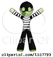 Poster, Art Print Of Green Thief Man Surprise Pose Arms And Legs Out