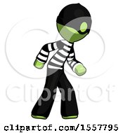 Poster, Art Print Of Green Thief Man Suspense Action Pose Facing Right