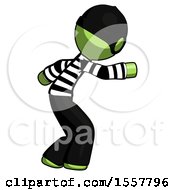 Poster, Art Print Of Green Thief Man Sneaking While Reaching For Something