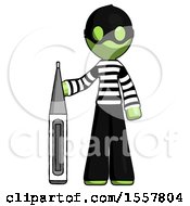 Poster, Art Print Of Green Thief Man Standing With Large Thermometer
