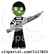 Green Thief Man Holding Large Scalpel