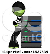 Poster, Art Print Of Green Thief Man Resting Against Server Rack
