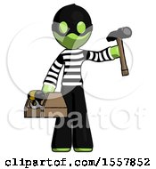 Poster, Art Print Of Green Thief Man Holding Tools And Toolchest Ready To Work