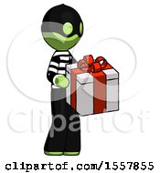 Green Thief Man Giving A Present