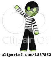Poster, Art Print Of Green Thief Man Waving Emphatically With Right Arm
