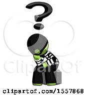 Poster, Art Print Of Green Thief Man Thinker Question Mark Concept
