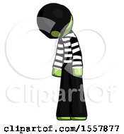 Poster, Art Print Of Green Thief Man Depressed With Head Down Turned Left