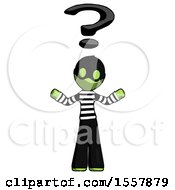 Green Thief Man With Question Mark Above Head Confused