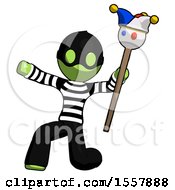 Poster, Art Print Of Green Thief Man Holding Jester Staff Posing Charismatically