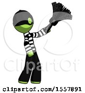 Poster, Art Print Of Green Thief Man Dusting With Feather Duster Upwards