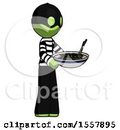 Poster, Art Print Of Green Thief Man Holding Noodles Offering To Viewer