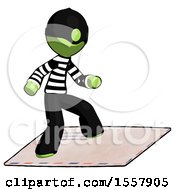 Poster, Art Print Of Green Thief Man On Postage Envelope Surfing