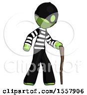 Poster, Art Print Of Green Thief Man Walking With Hiking Stick