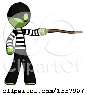 Poster, Art Print Of Green Thief Man Pointing With Hiking Stick