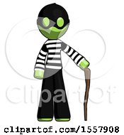 Poster, Art Print Of Green Thief Man Standing With Hiking Stick