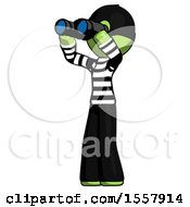 Green Thief Man Looking Through Binoculars To The Left