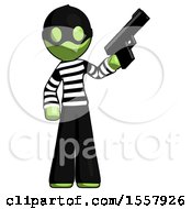 Poster, Art Print Of Green Thief Man Holding Handgun